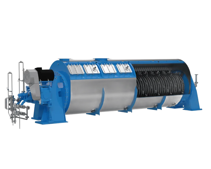 Industrial rotary disc dryer with steam indirect heating for animal by-product processing